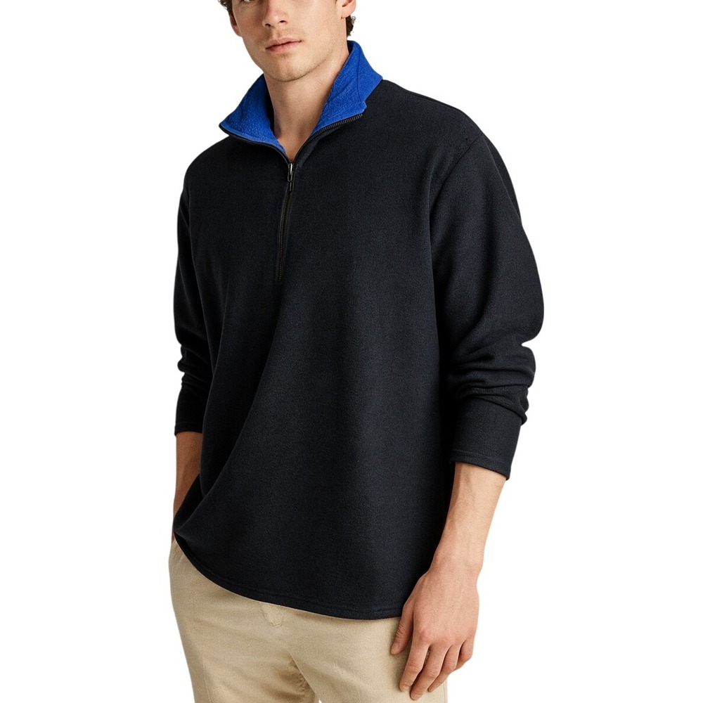 Patagonia Men Fleece Gorpcore Pullover Black Blue Trim Quarter Zip Long Sleeve L